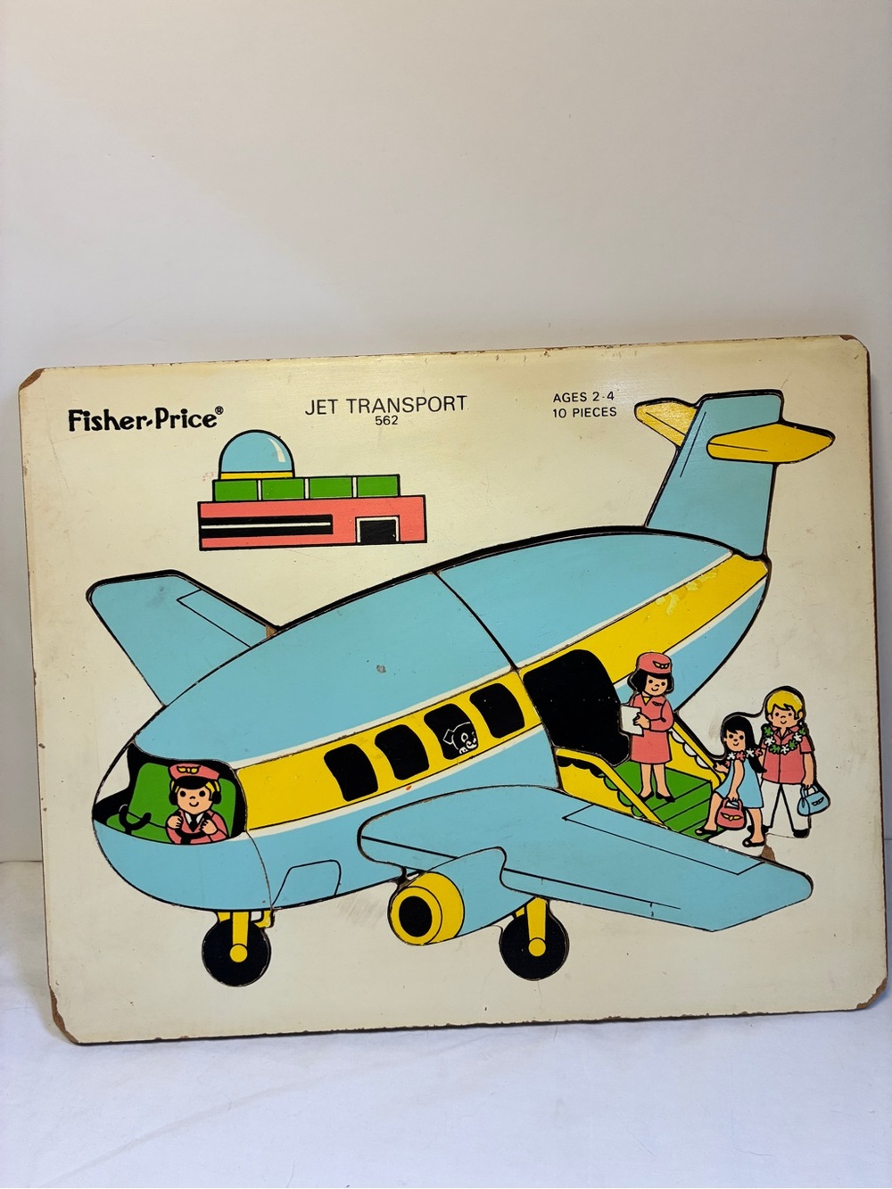 Vintage Frame WOODEN Puzzle: FISHER PRICE - JET TRANSPORT #562